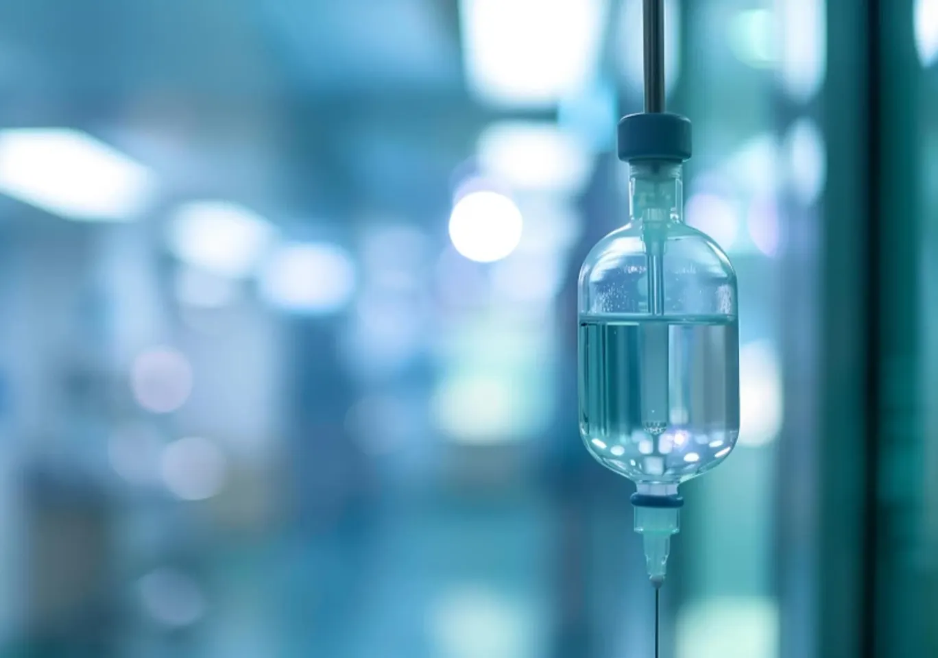 Detoks alkoholowy Oleśnica: butelka infuzyjna zawieszona w gabinecie